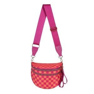 Pink & Orange Checker Crossbody Bag - Women